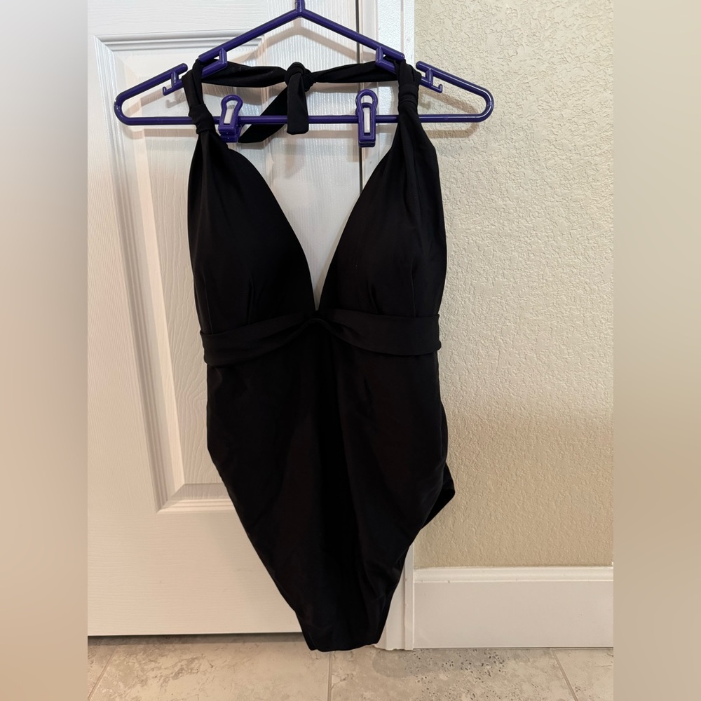 Seraphine Maternity Black Halter One Piece Swimsuit - Size L